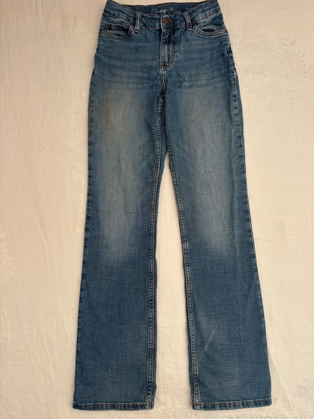 Wrangler Girls 14 Slim Premium Patch Bootcut Jeans Western Cowgirl Stretch